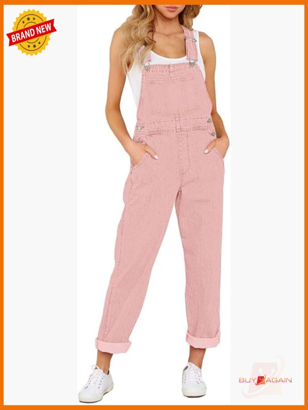 Classic Adjustable Straps Pockets Denim Bib Overalls Jeans Pants